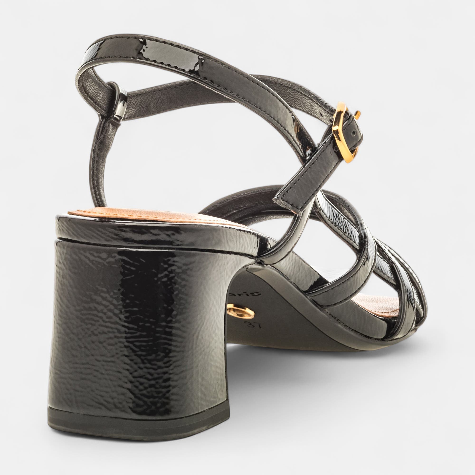 Nu-pieds à talon Femme noir vernis