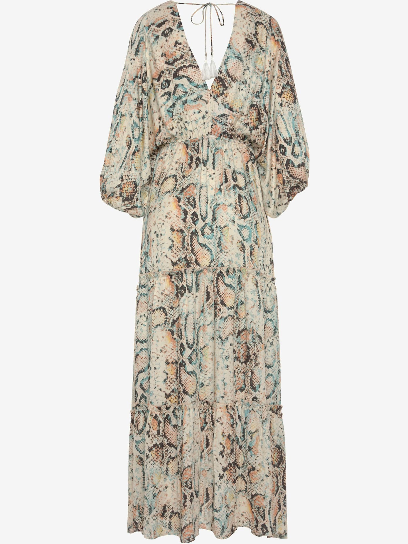 Robe longue encolure en v dégagée devant et au dos