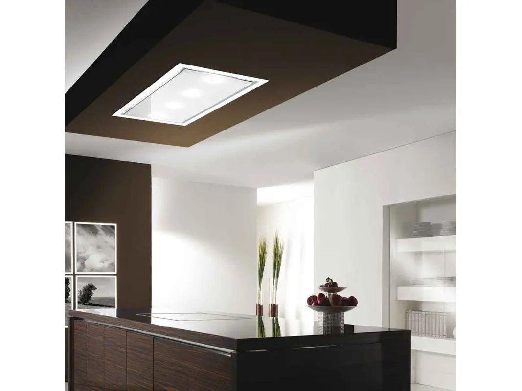 EICO Link Distante 90 W SM - Hætte - loft - Niche - bredde: 85 cm - dybde: 55 cm - uden motor - hvidt/krystalhvidt glas