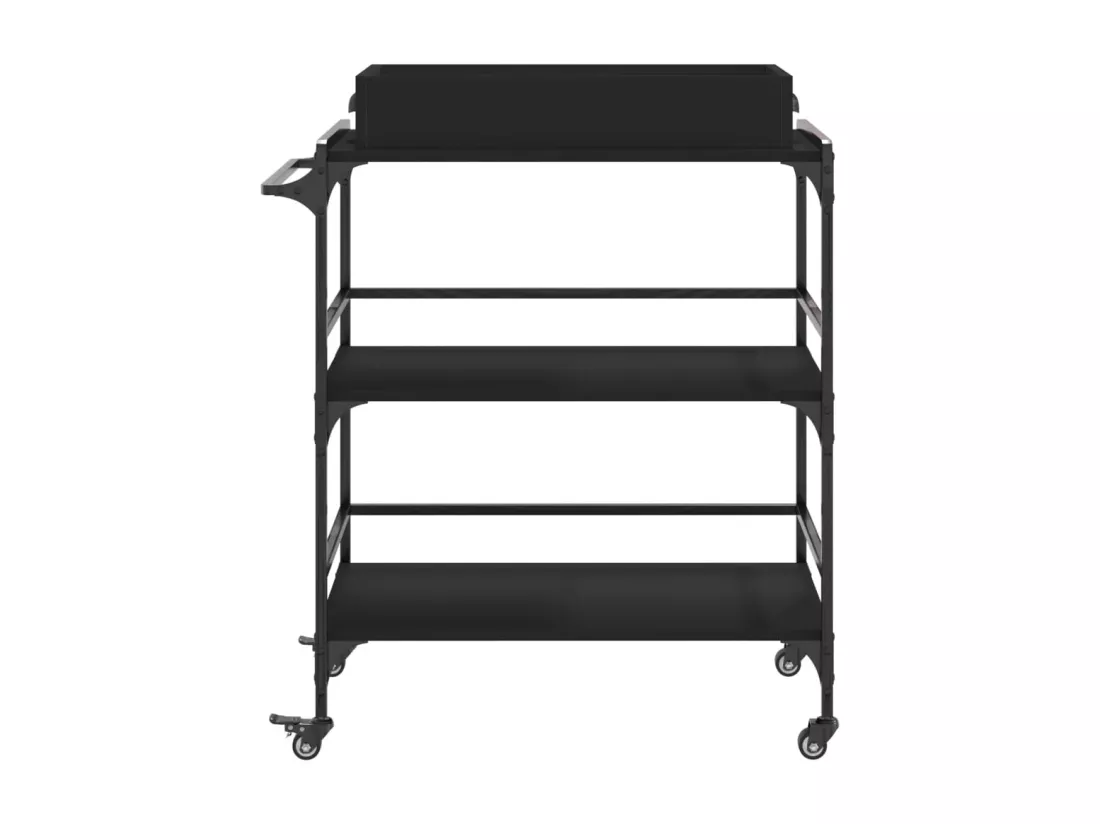 Chariot de cuisine noir 81,5x41x92,5 cm bois d'ingénierie