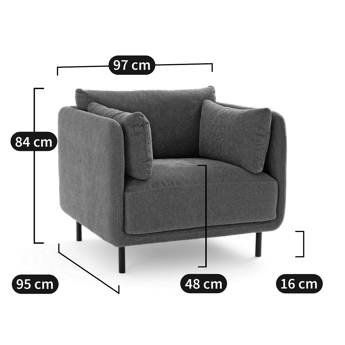 LA REDOUTE INTERIORS<br>Poltrona em veludo, Victor