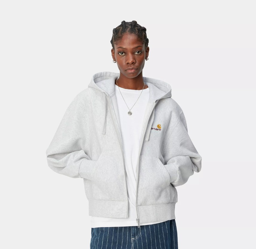 Carhartt WIP W' Hooded American Script Jacket Ash Heather