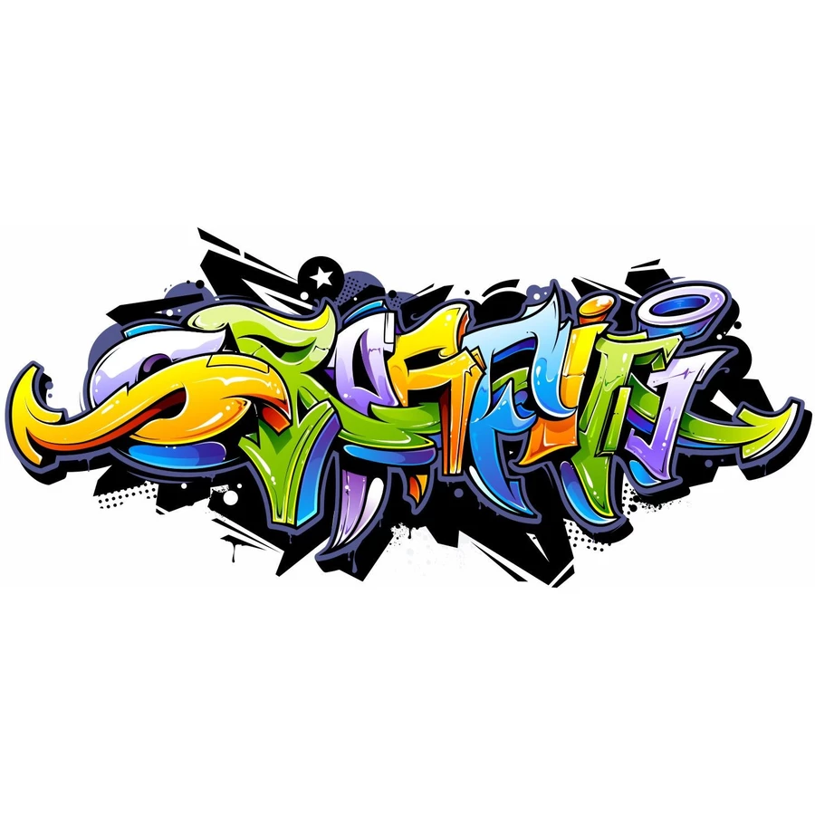 Nikima Wandtattoo 158  Graffiti bunt in 6 vers. Größen bunt