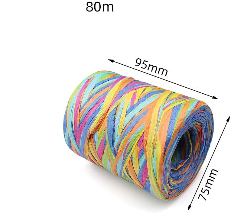(80m) Raffia Bast Geschenkband 6-farbiges Bastel Deko Band - Style 3