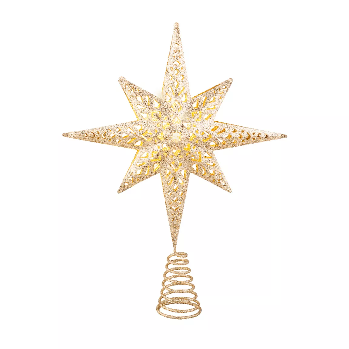 Cimier de sapin lumineux 10 LED Crystal Or/Blanc chaud