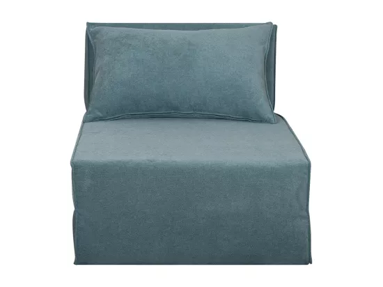 Chauffeuse 1 place convertible en tissu effet velours bleu VICTOR