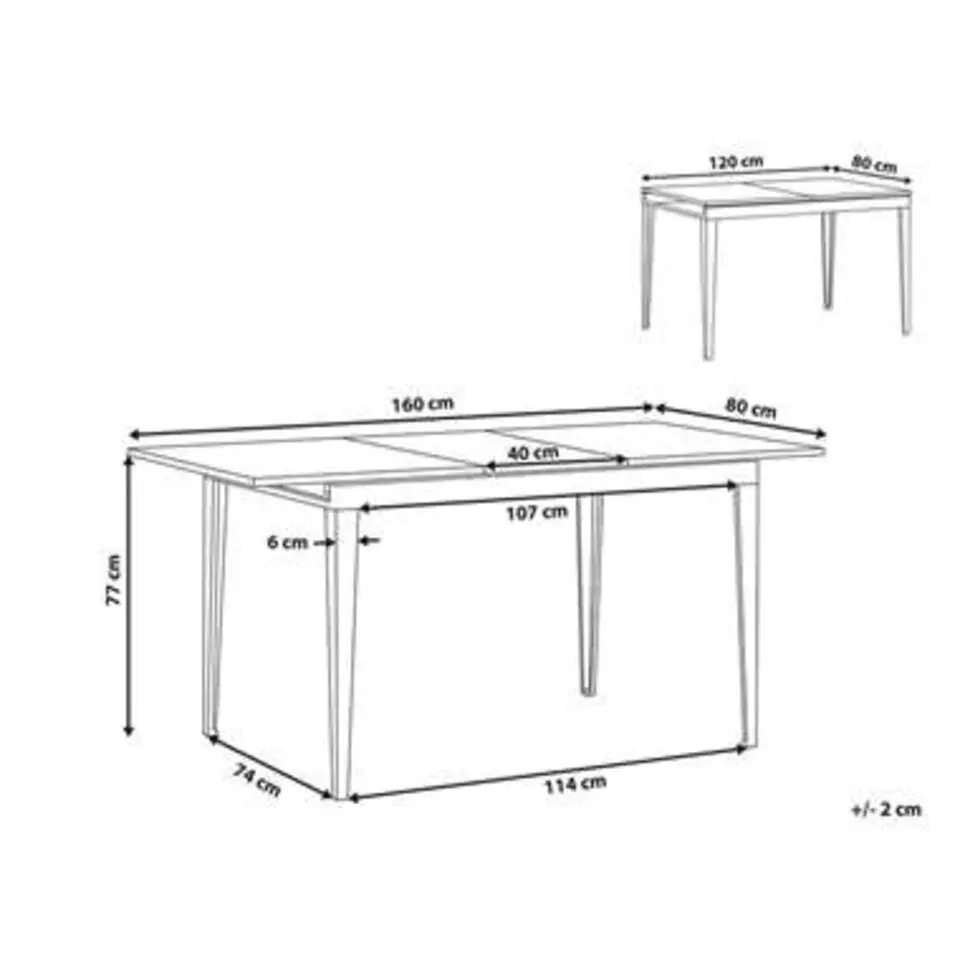 NORLEY - Uitschuifbare eettafel - Zwart - 80 x 120/160 cm - MDF