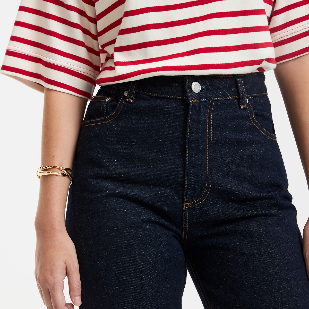 COLEÇÕES LA REDOUTE<br>Calça jeans regular, reta, cintura alta