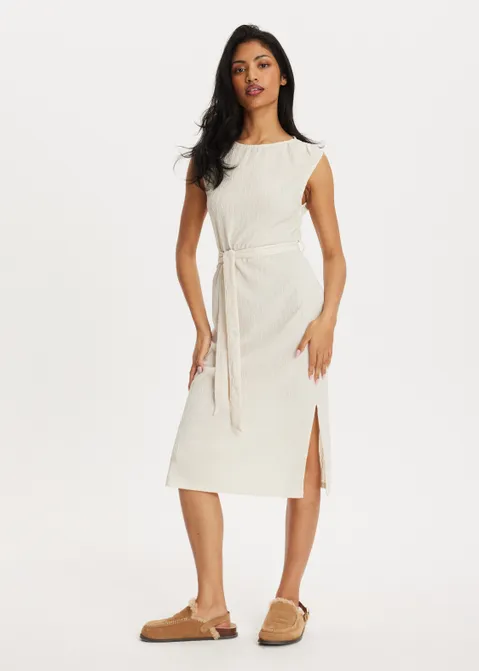 Maxi jurk met structuur off-white (ECRU)
