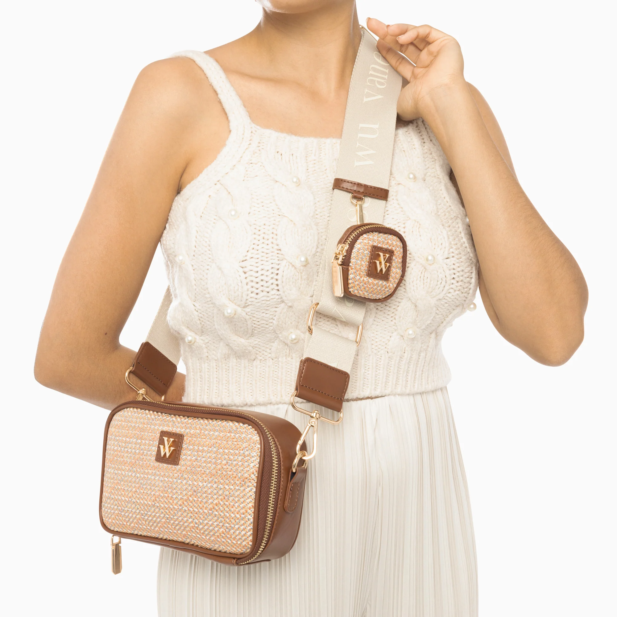 Sacs-Sacoche Eryn marron à mini pochette