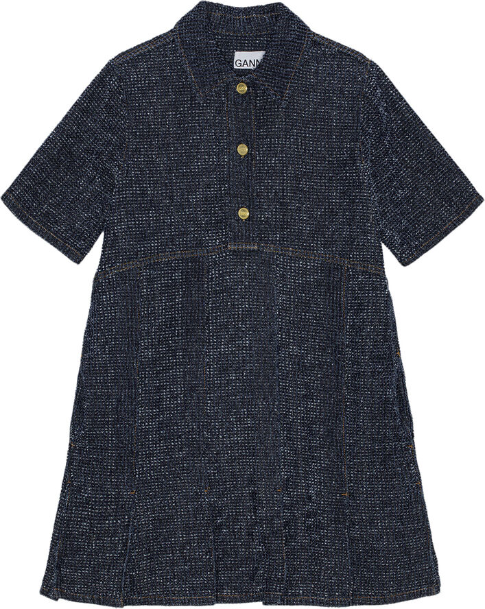Ganni Fluffy Denim Mini Dress Rinse