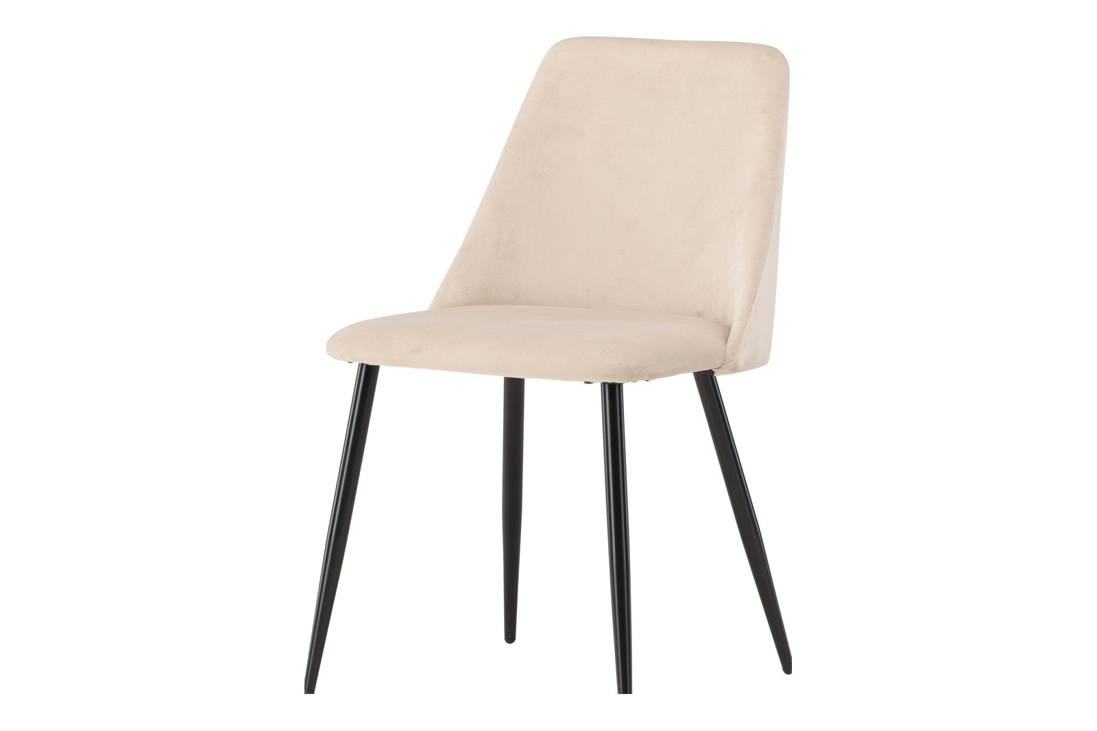 Night Spisestol. Sett av 2. Sett av 2. Beige fløyelsstoff med sortlakkerte ben.
