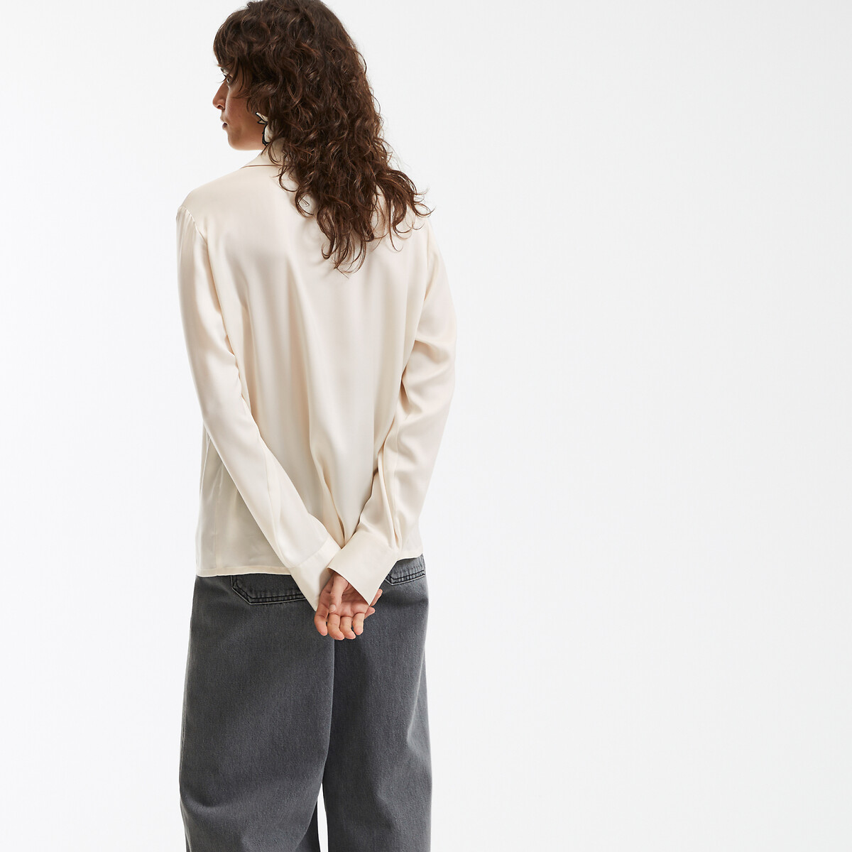 COLEÇÃO LA REDOUTE<br>Camisa fluida de cetim, mangas compridas