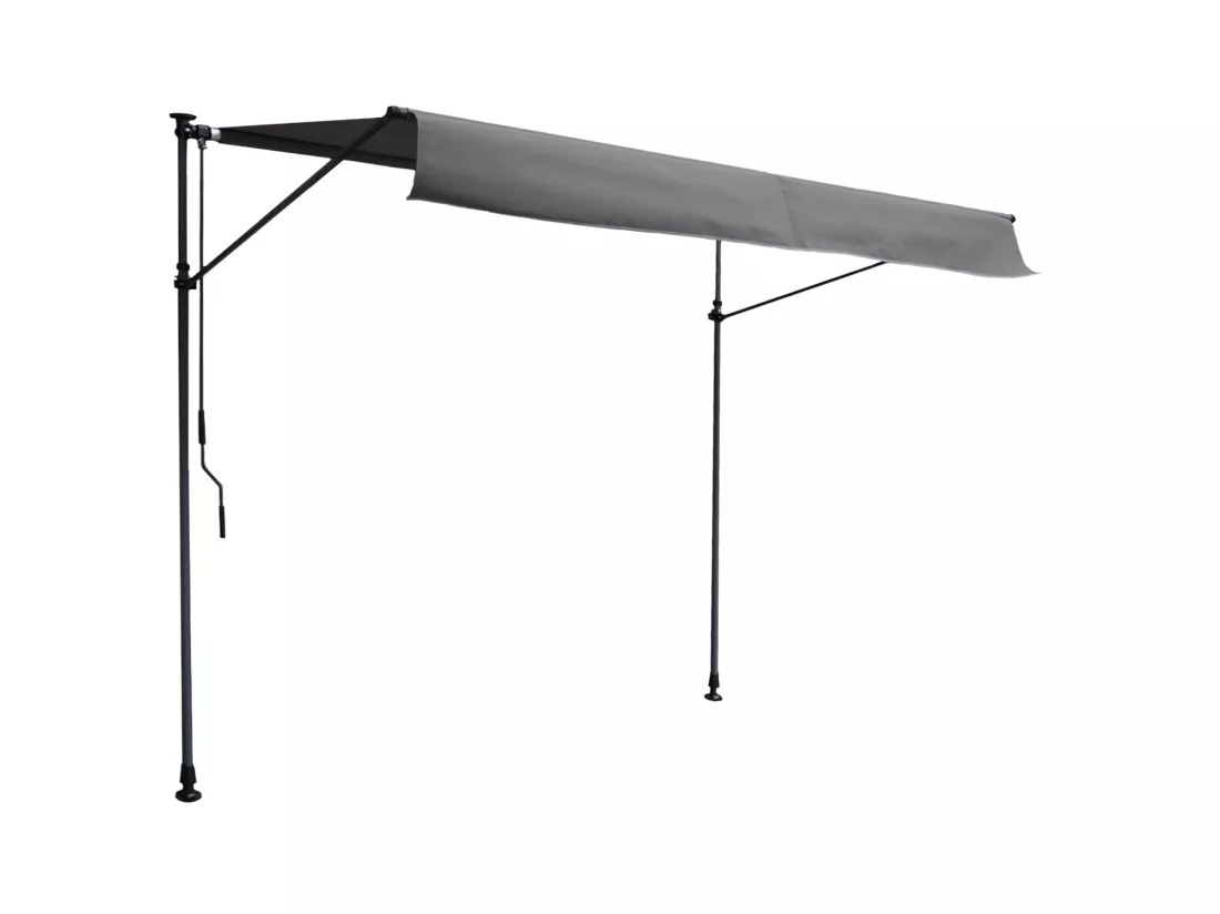 Store banne pour balcon CHENE 3 × 1,2m - Toile anthracite et structure grise - HAPPY GARDEN