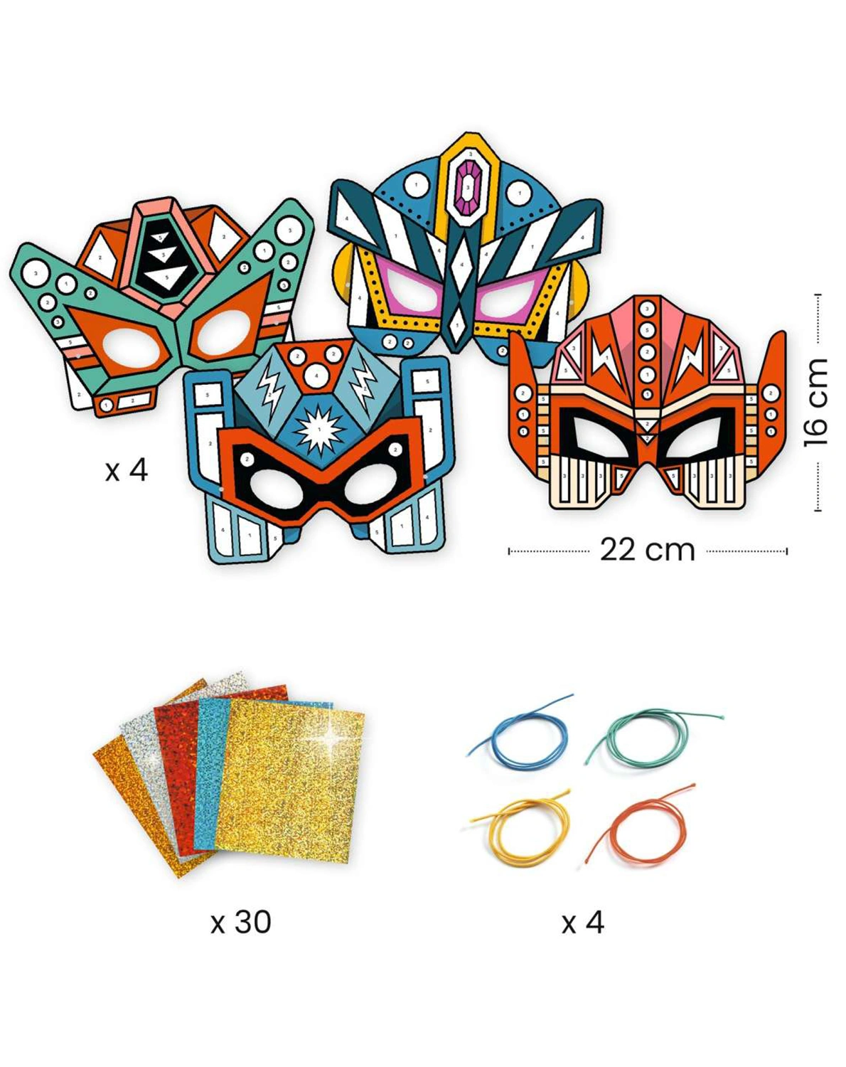DIY-Bastelset MASKEN SUPER-ROBOTER 4-teilig