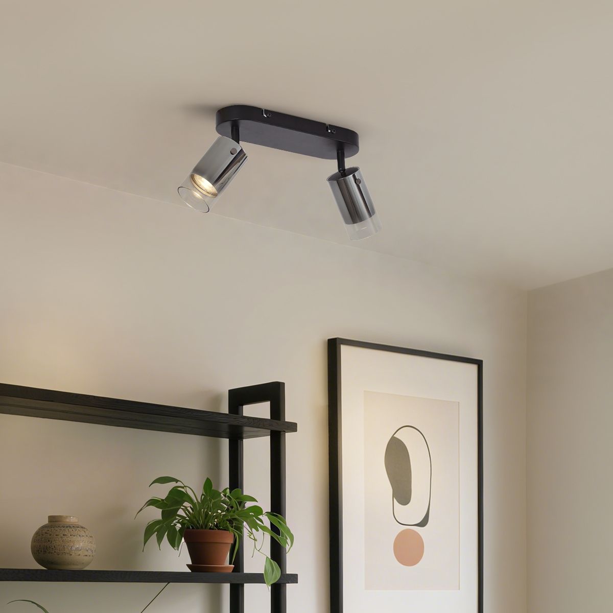 Moderne plafondspot gunmetal 2-lichts draai- en verstelbaar - Drain