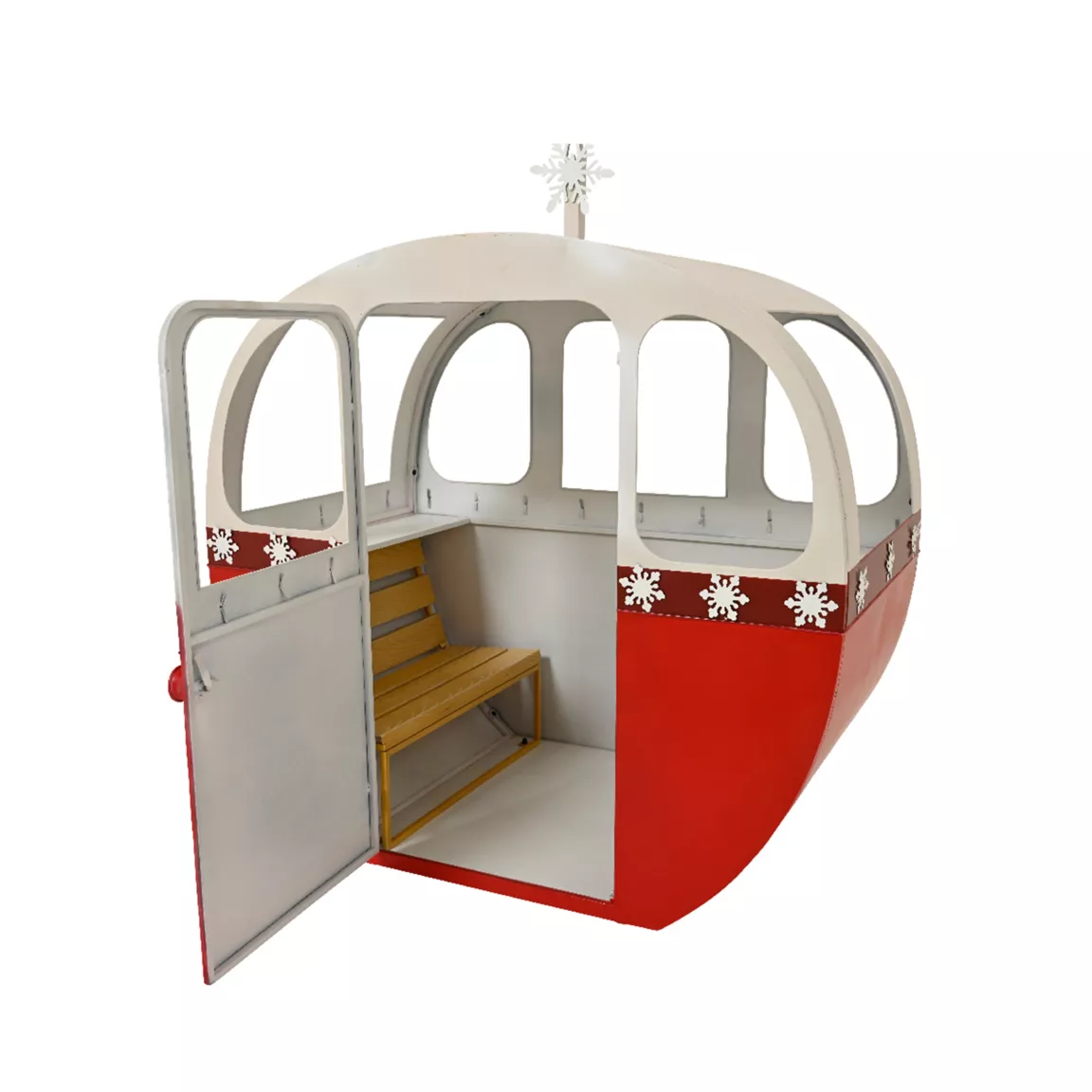 Télécabine en métal Géante (H120 cm) Winter Rouge et blanc