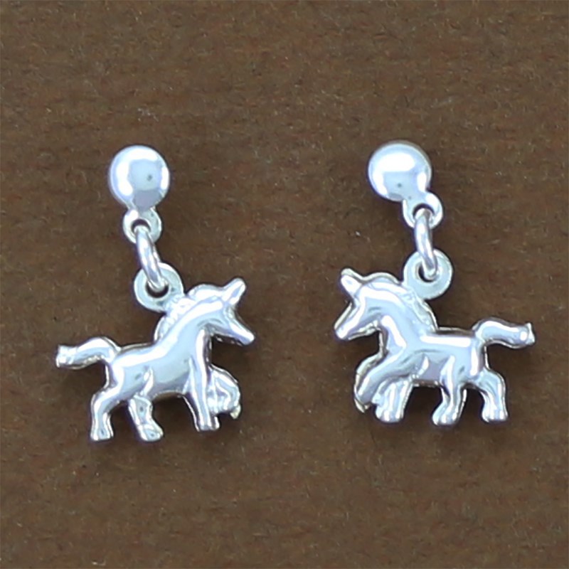 Boucles d'oreilles licornes pendantes - Argent massif