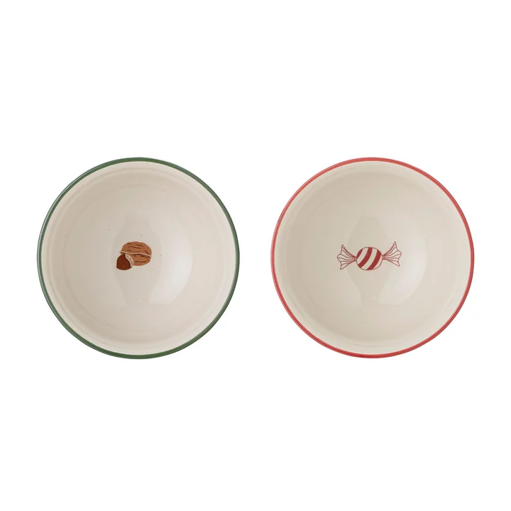 Bloomingville - Jolly Weihnachtsschale, Ø 14 cm, rot / weiss (2er-Set)