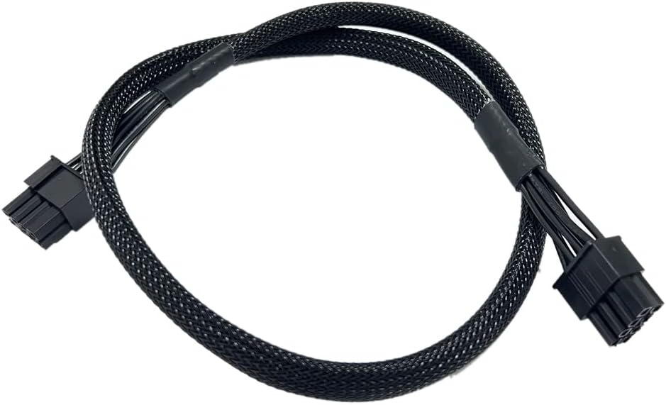 (60cm) PCIe 8-pol. auf 8-pol. (6 2) Stromkabel mit Ummantelung für Grafikkarten (GPU) - Schwarz