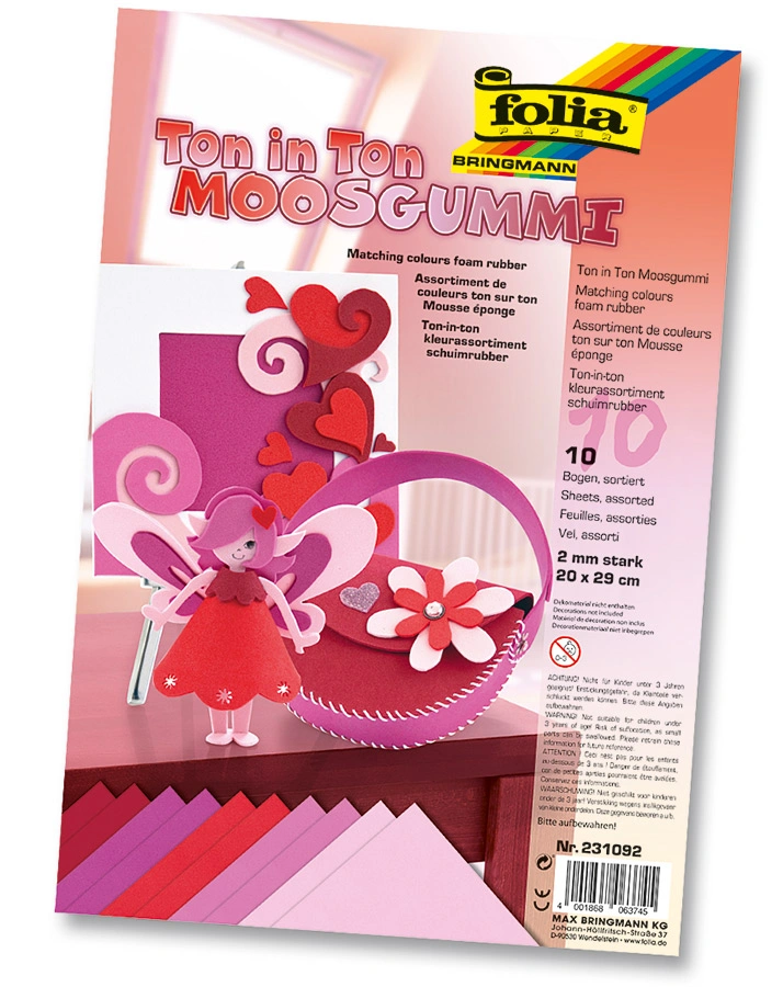 Moosgummi TON IN TON 10-teilig in rosa/rot