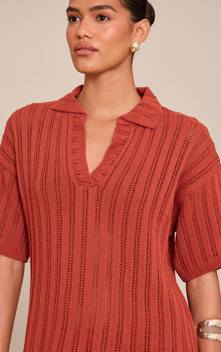 Rouille Haut En Maille Crochet Col Rugby