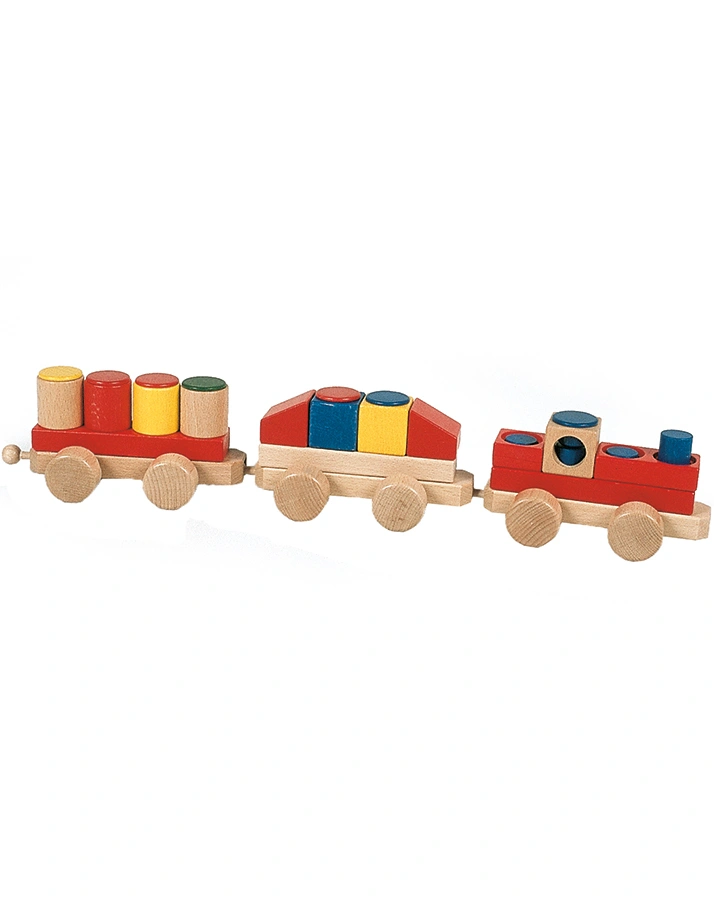 Holz-Eisenbahn in bunt 13-teilig