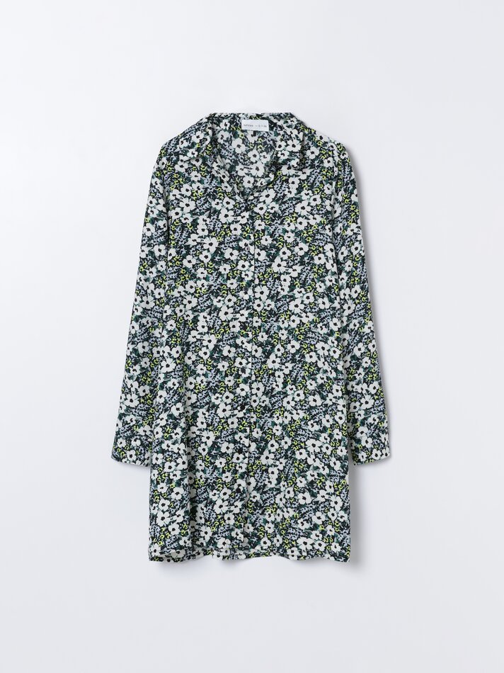 Vestido camisa com gravata - Azul