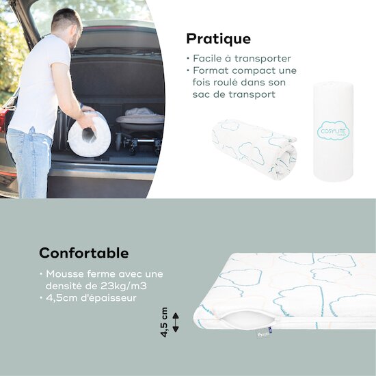 Matelas nomade Cosy'Lite   Nuages        de               Babymoov