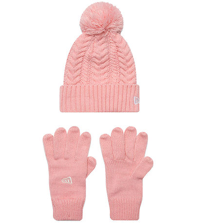 New Era Hue/Handsker s?t - Strik - CaBlå -  Pastel Pink