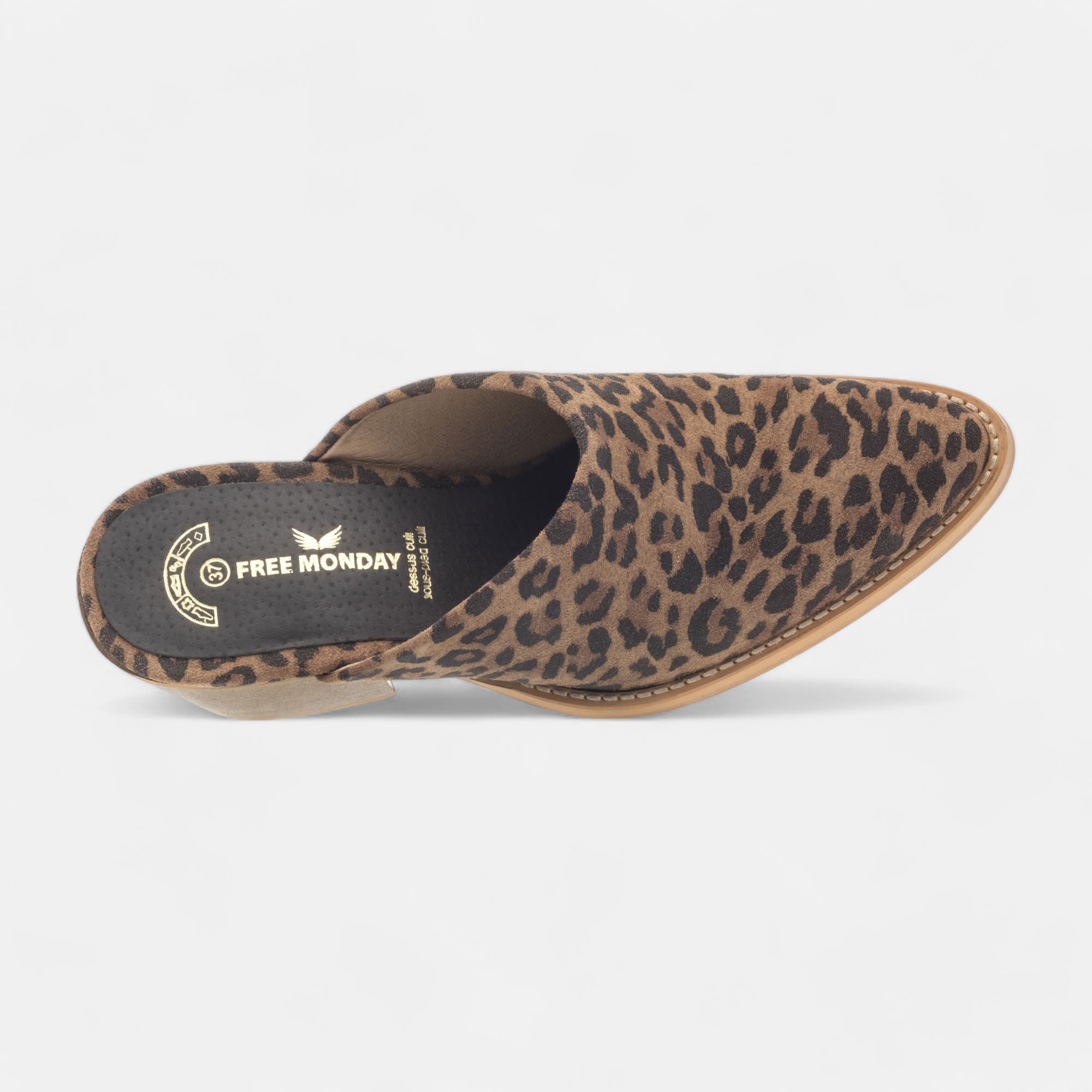 Mules à talon Femme en cuir cognac