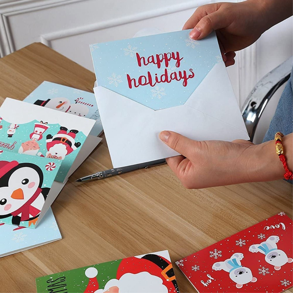 (24er Set) Glückwunschkarte Weihnachts Doppelkarte inkl. Umschlag - Bunt