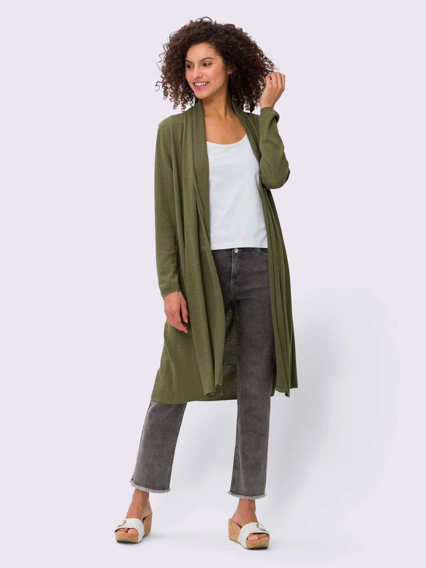 Manteau en tricot coupe dissimulante avec col châle