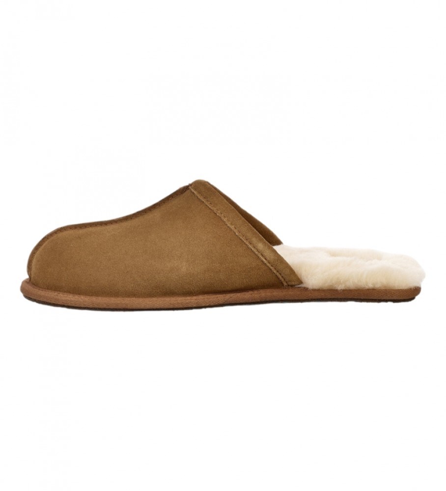 Pantufas UGG M Scuff em couro marrom para uso doméstico