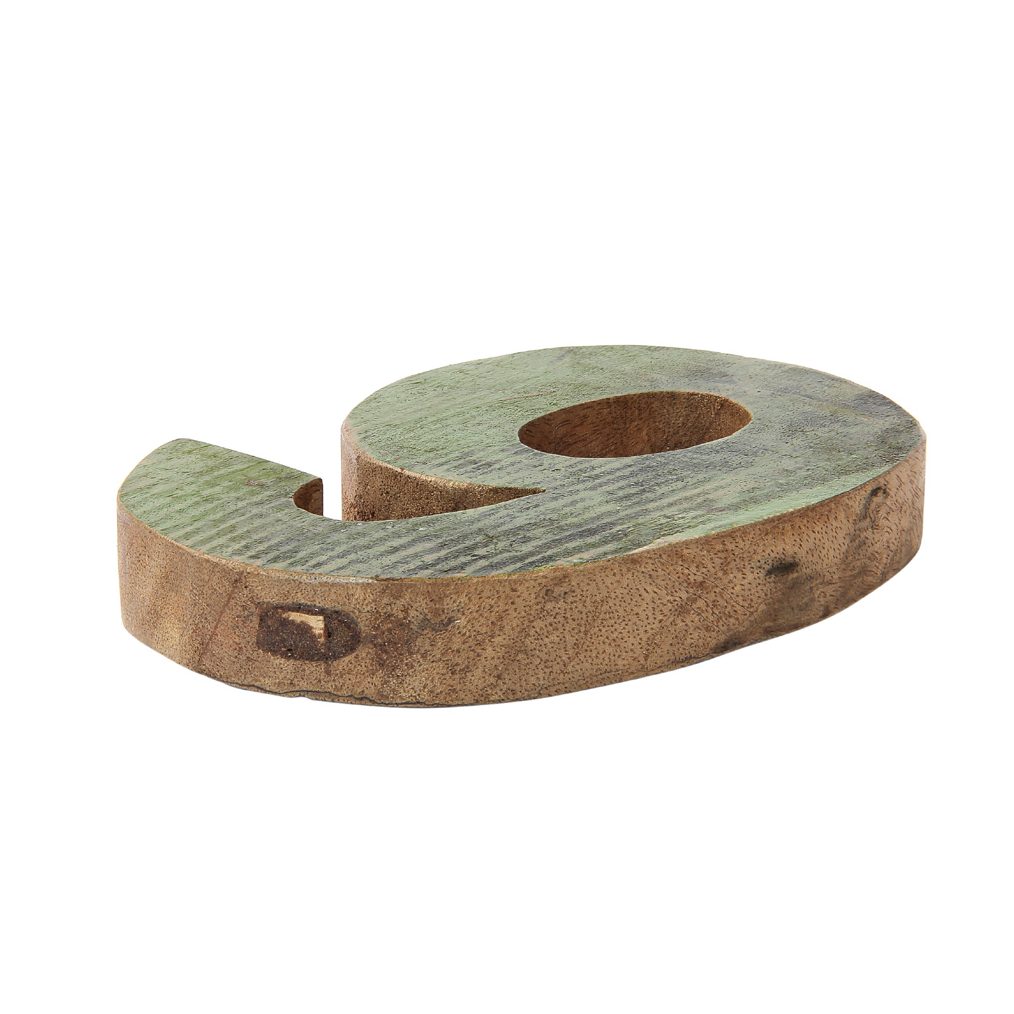 Holzziffer '6', multicolor, T 19 cm, B 13 cm, H 2 cm von fischer's lagerhaus