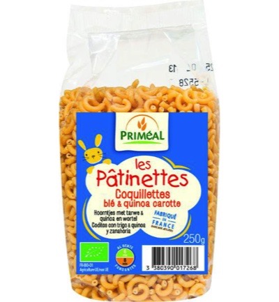 Priméal Hoorntjes tarwe quinoa wortel bio (250 gr)