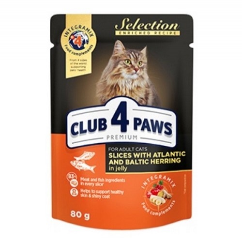 Alimento úmido para gatos Club 4 Paws sabor arenque em gelatina