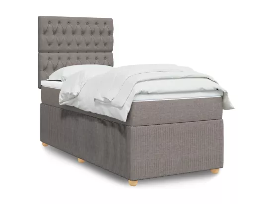 Sommier à lattes de lit avec matelas Taupe 90x190 cm Tissu