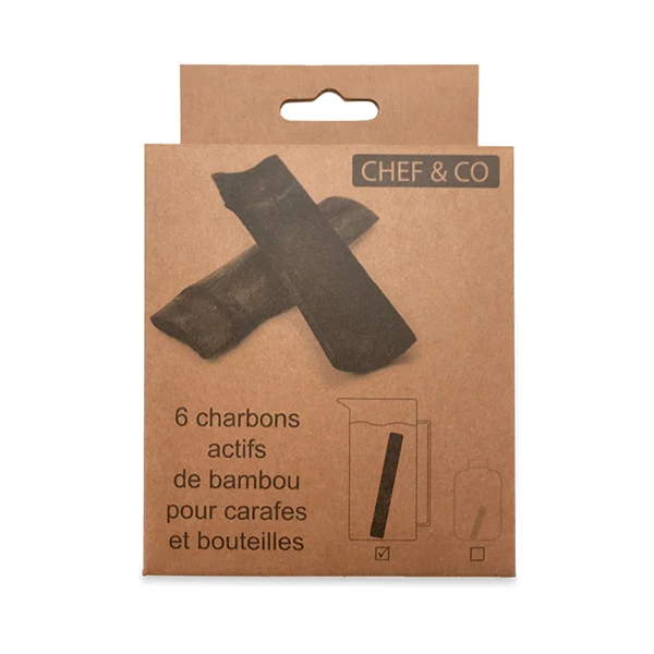 Set de 6 bâtons de charbon de bambou purificateur d'eau taille L
