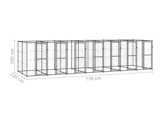 Chenil extérieur cage enclos 770 x 220 x 180 cm 02_0000382