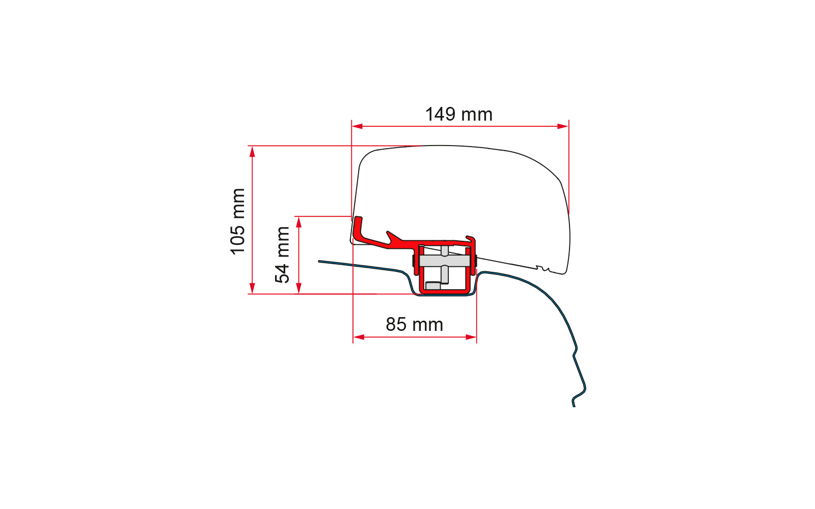Fiamma Kit VW T5 / T6 RHD Markisenadapter für Fiamma F40van Rechtslenker