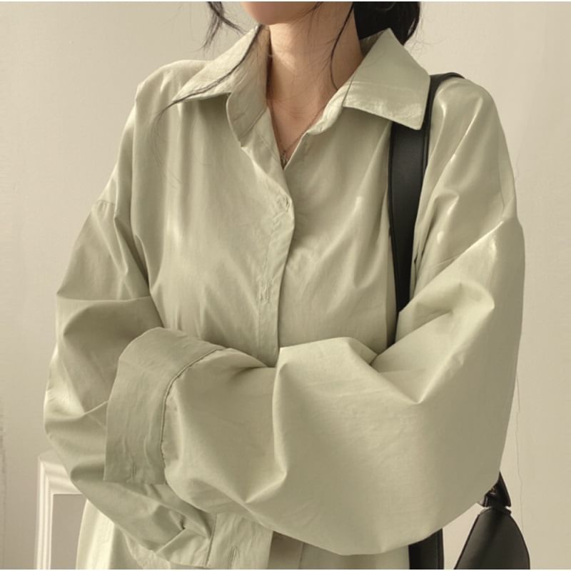 Areumdaun - Oversized overhemd met lange mouwen en kraag