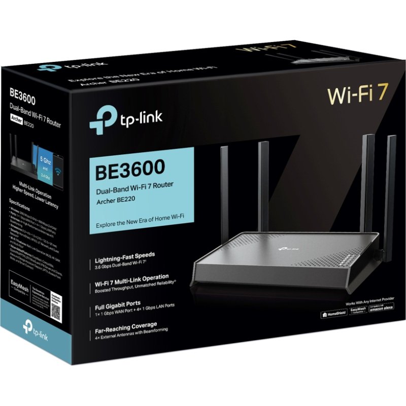 TP-Link Archer BE220 routeur sans fil Gigabit Ethernet Bi-bande (2,4 GHz / 5 GHz) Noir