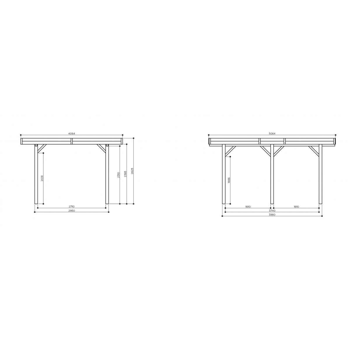 Carport superia base 500x400cm hauteur 273cm