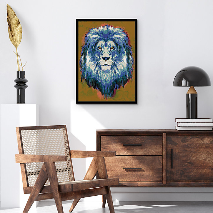 Toile lion bleu bleu, Dada Art l.54 x H.74 cm