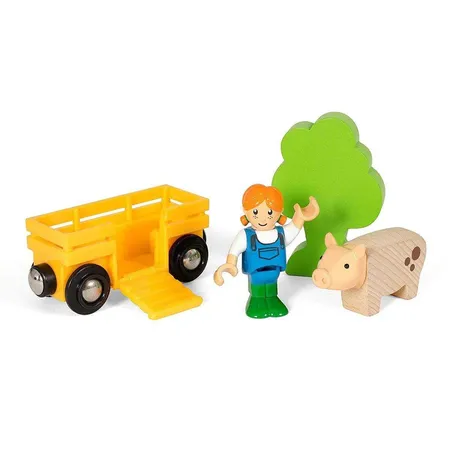 BRIO Spielpäckchen Bäuerin mit Schwein Spielset Holzeisenbahn