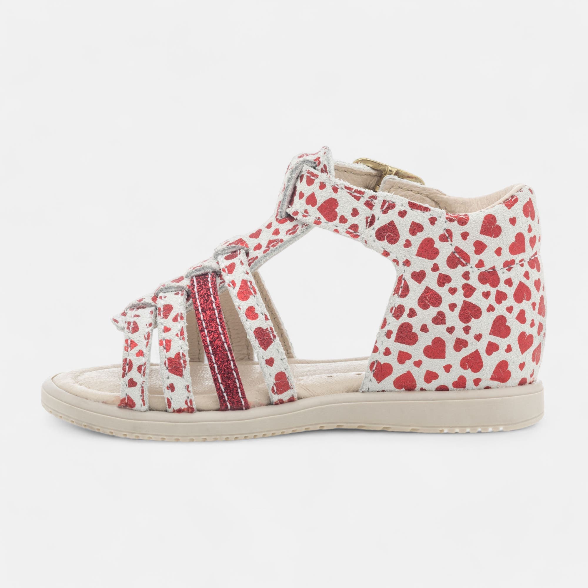 Nu-pieds Bébé fille en cuir rouge