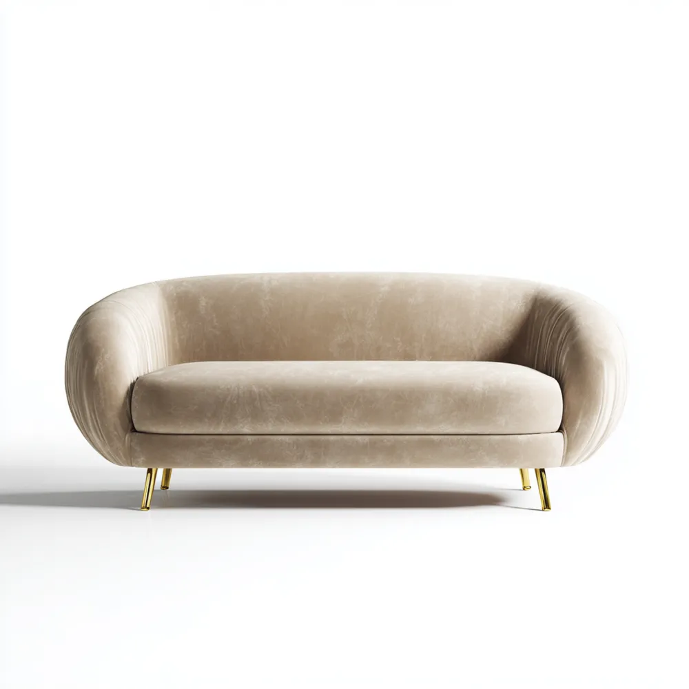 2-Sitzer-Sofa Samt Beige 180x85x75 cm – Modernes Design
