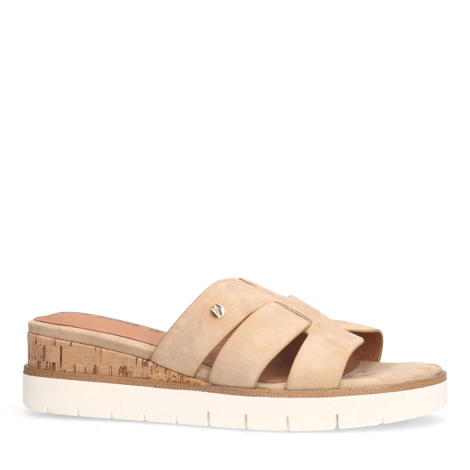 Beige suède sandalen