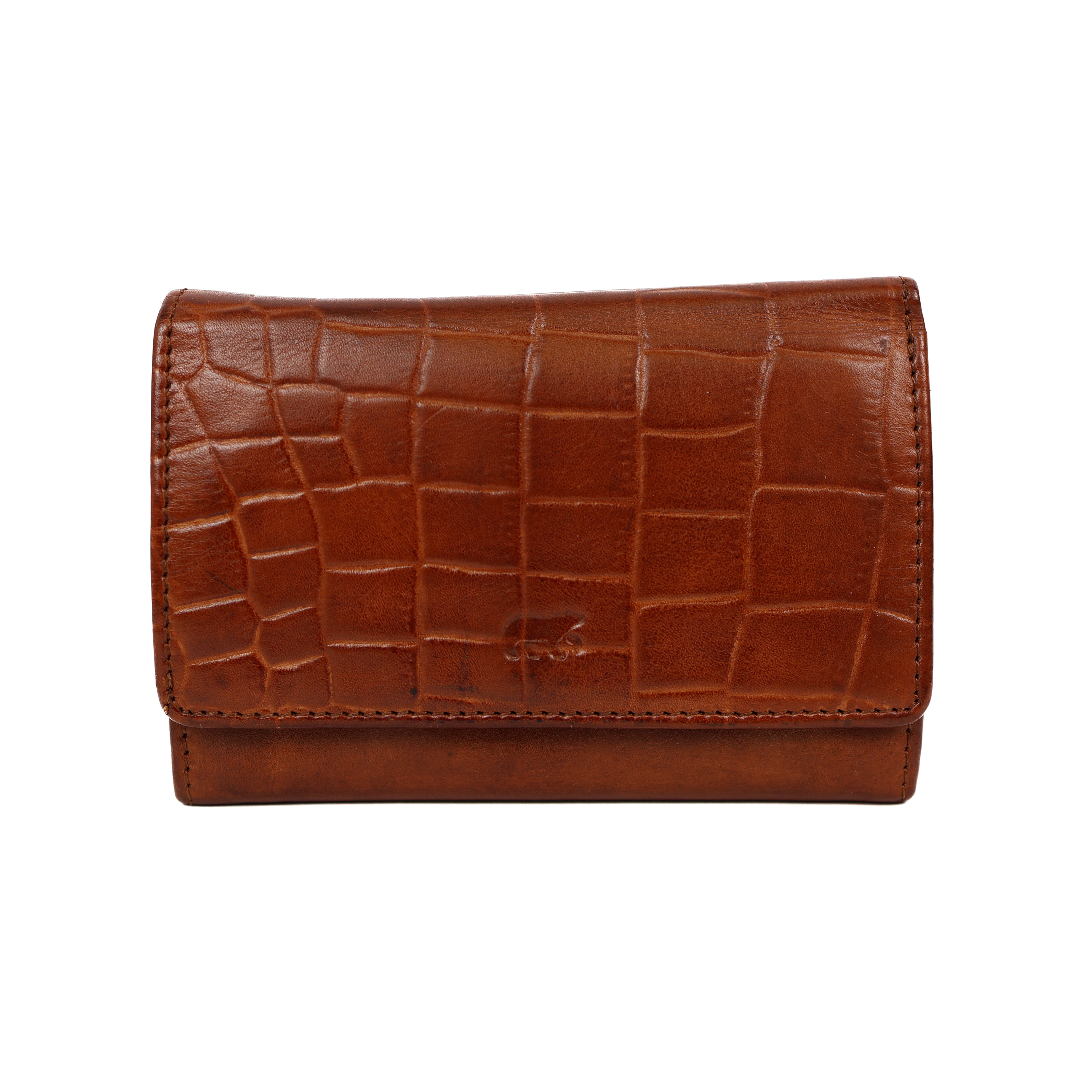Overslag portemonnee 'Flappie' cognac croco Cognac